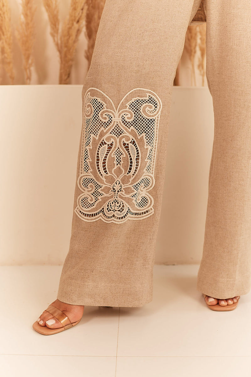 Beige Linen Shirt Set